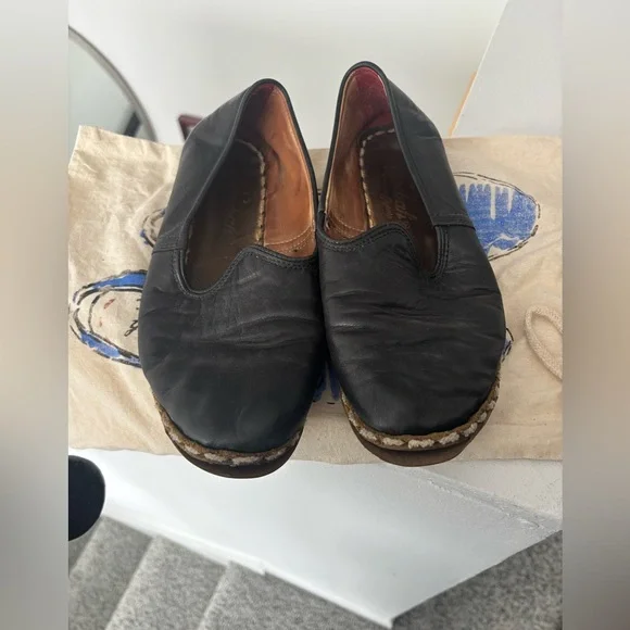 Sabah Black Leather Slip-On Shoes Size 39 - Picture 3 of 8